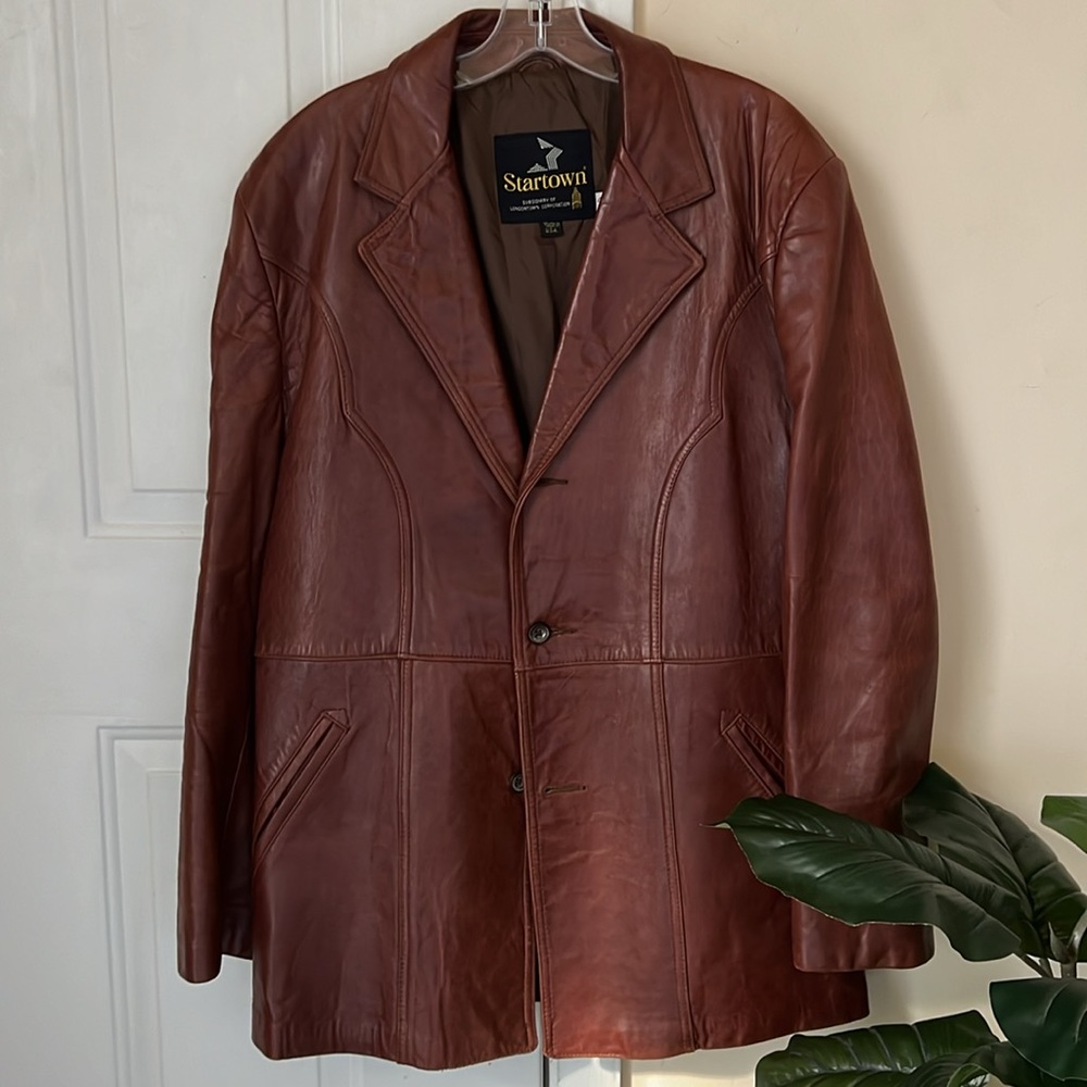 Startown Cogna Button Down Vintage Leather Jacket